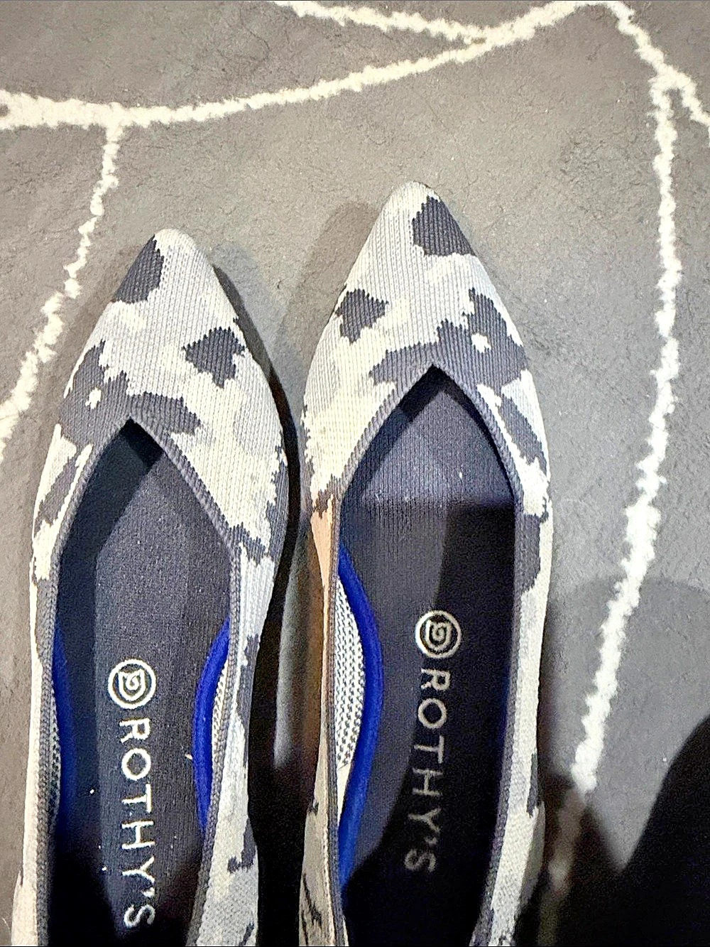Rothy's The Point in Ash Grey Camo Flats Gray & Black